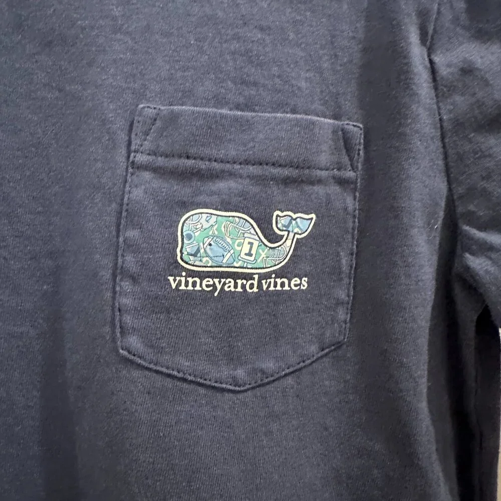 Vineyard Vines Navy Short Sleeve Tee with Blue/Teal Whale Logo